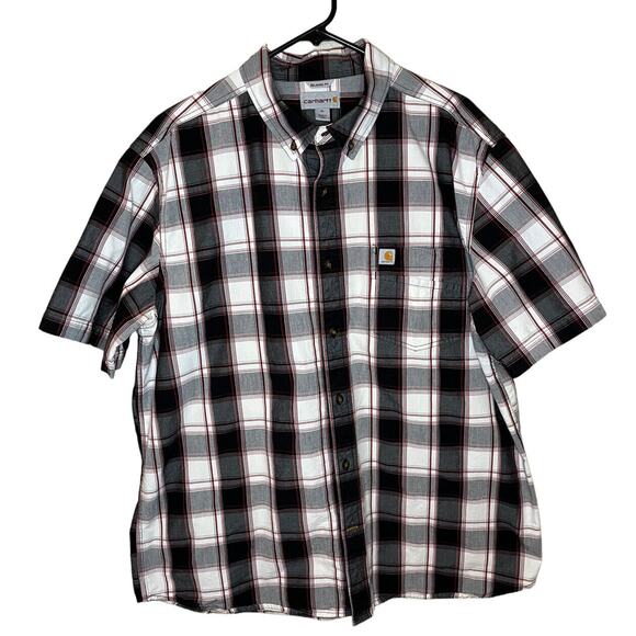 Carhartt Men`s XL Relaxed Fit Plaid Short Sleeve Button Up Shirt - Picture 1 of 9